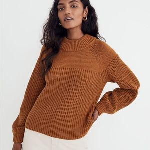 Madewell Balloon-Sleeve Mockneck Sweater in Acorn - Size Small